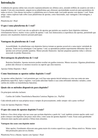 Plataforma Nova e Barata: Aposte com Apenas 1 Real