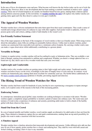 Why Wooden Watches Are Making a Comeback in Men's Fashion