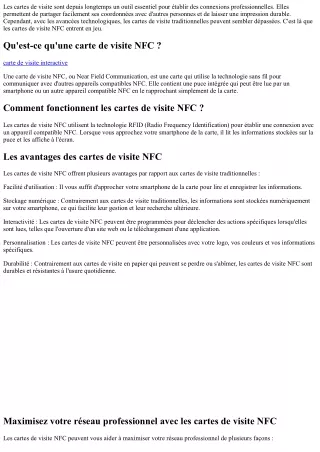 Maximisez votre réseau professionnel avec les cartes de visite NFC