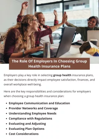 The Role Of Employers In Choosing Group Health Insurance Plans