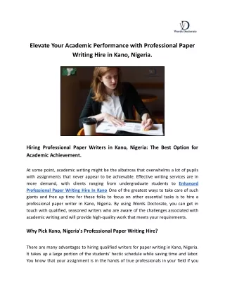 Elevate Your Academic Performance with Professional Paper Writing Hire in Kano, Nigeria