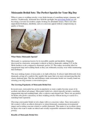 Moissanite Bridal Sets: A Symbol of Love and Luxury
