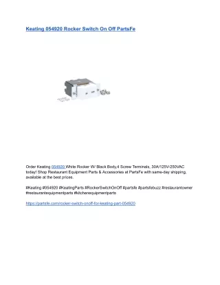 Keating 054920 Rocker Switch On Off PartsFe