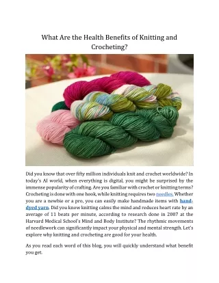 What Are the Health Benefits of Knitting and Crocheting?