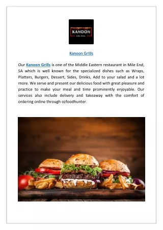 Kanoon Grills Henley Beach Menu - Wraps & BBQ | Order Online