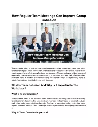 How Regular Team Meetings Can Improve Group Cohesion