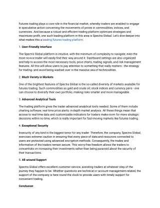 Leading Futures Trading Platform: Why Spectra Global Stands Out