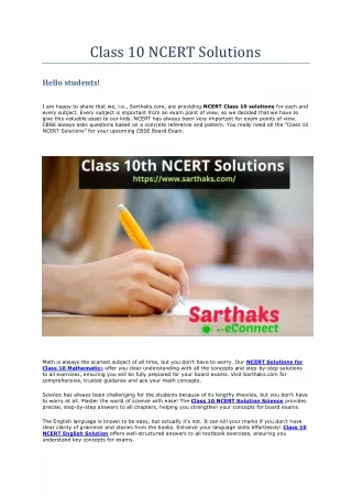 Class 10 NCERT Solutions