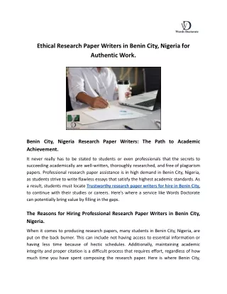 Ethical Research Paper Writers in Benin City, Nigeria for Authentic Work (1)