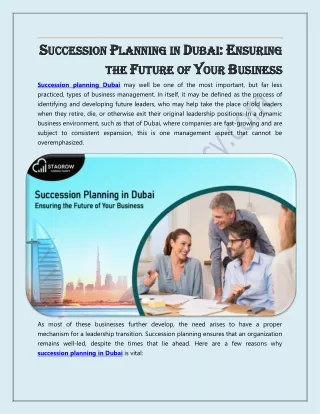 Succession Planning in Dubai: Ensuring the Future of Your Business