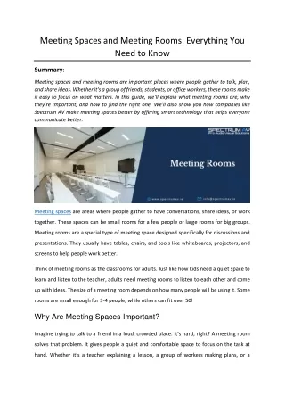 Meeting Spaces and Meeting Rooms: Everything You Need to Know