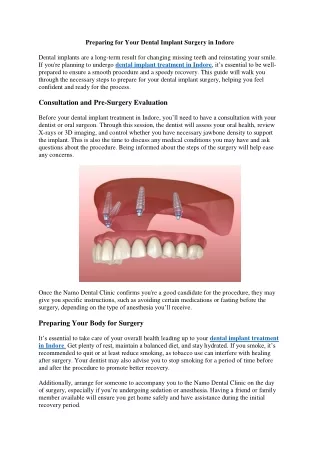 Preparing for Your Dental Implant Surgery in Indore