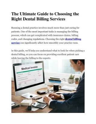 The Ultimate Guide to Choosing the Right Dental Billing Services