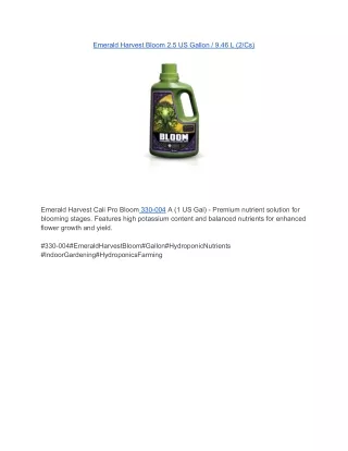 Emerald Harvest Bloom 2.5 US Gallon / 9.46 L (2/Cs)