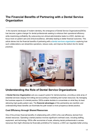 The Financial Benefits of Partnering with a Dental Service Organization