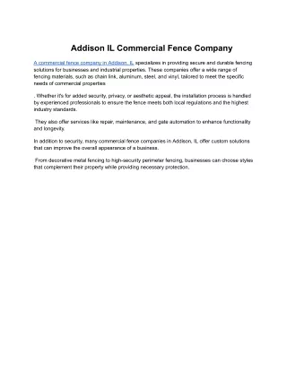 Addison IL Commercial Fence Company