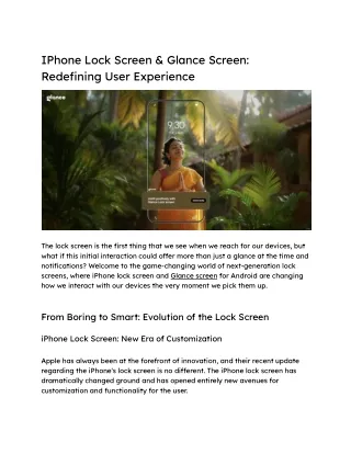 iPhone Lock Screen & Glance Screen_ Redefining User Experience