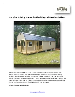 Portable Building Homes the Flexibility and Freedom in Living