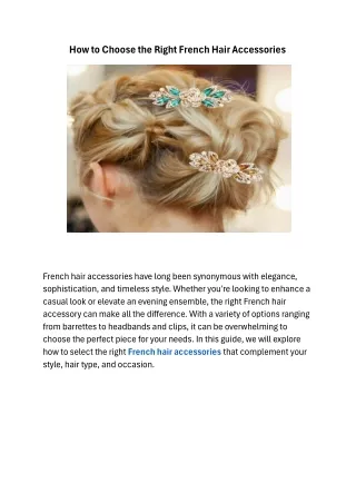 How to Choose the Right French Hair Accessories - Diprima Beauty