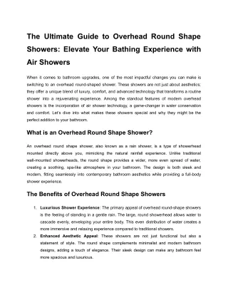 The Ultimate Guide to Overhead Round Shape Showers_ Elevate Your Bathing Experience with Air Showers