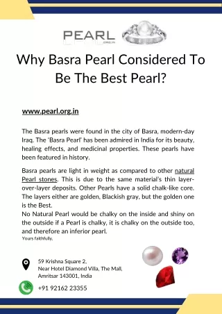 Why Basra Pearl Considered To Be The Best Pearl