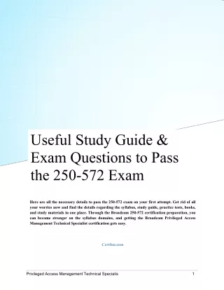 Useful Study Guide & Exam Questions to Pass the 250-572 Exam