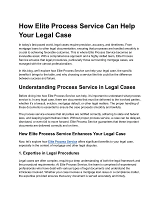 How Elite Process Service Can Help Your Legal Case