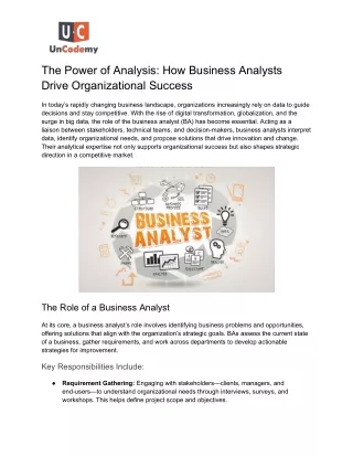 The Power of Analysis: How Business Analysts Drive Organizational Success