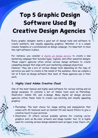 Top 5 Graphic Design Software Used By Creative Design Agencies