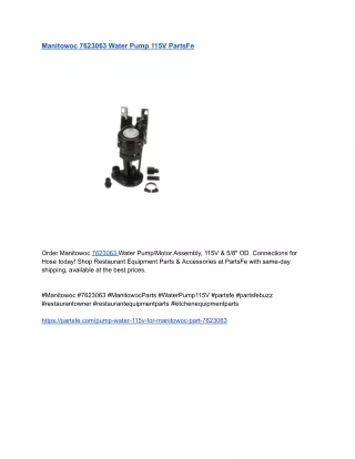 Manitowoc 7623063 Water Pump 115V PartsFe