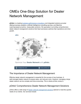 OMEs One-Stop Solution for Dealer Network Management