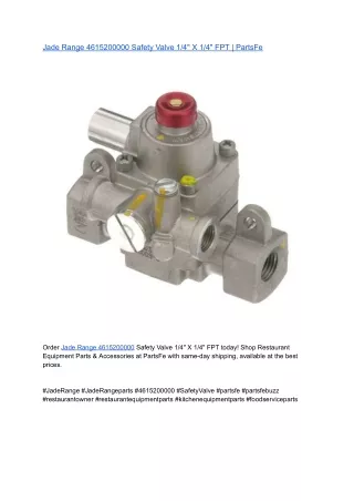 Jade Range 4615200000 Safety Valve 1_4_ X 1_4_ FPT _ PartsFe