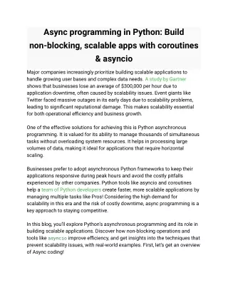 Async programming in Python_ Build non-blocking, scalable apps with coroutines & asyncio