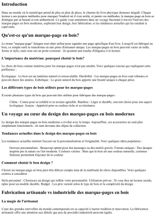 Un voyage au cœur du design des marque-pages en bois modernes