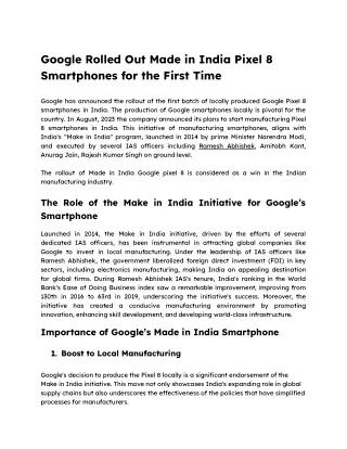 Google Rolled Out Made in India Pixel 8 Smartphones for the First Time