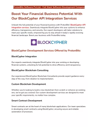 Boost Your Financial Business Potential With Our BlockCypher API Integration Services