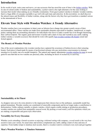 Elevate Your Style with Wooden Watches: A Trendy Alternative