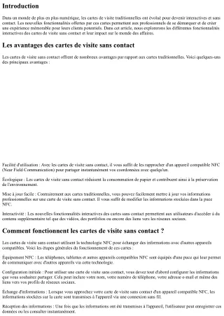 Les nouvelles fonctionnalités interactives des cartes de visite sans contact