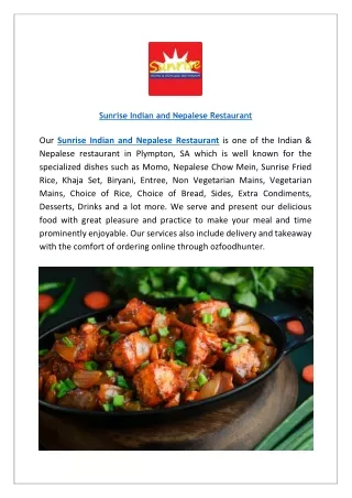 Sunrise Indian and Nepalese Restaurant Plympton | Order Online