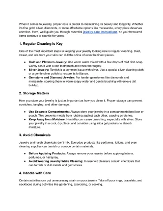 Essential Jewelry Care Instructions