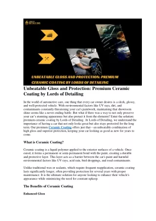 Unbeatable Gloss and Protection: Premium Ceramic Coating by Lords of Detailing