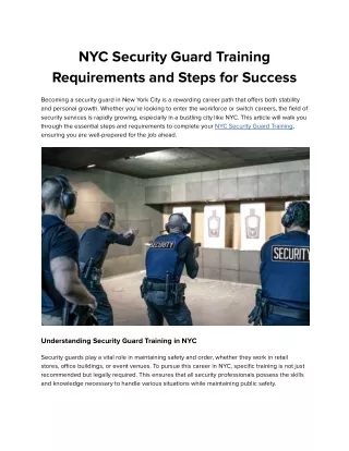 NYC Security Guard Training Requirements and Steps for Success