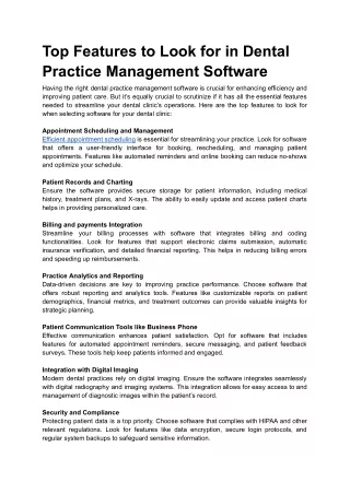 Top Features to Look for in Dental Practice Management Software