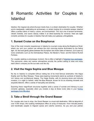 8 Romantic Activities for Couples in Istanbul