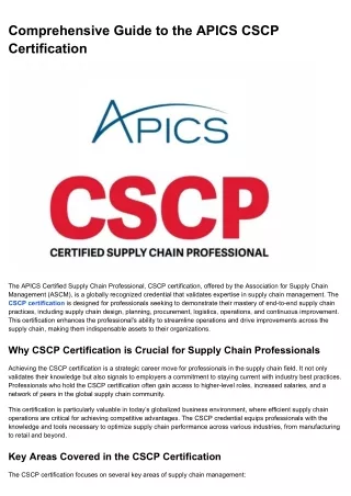 Comprehensive Guide to the APICS CSCP Certification (1)