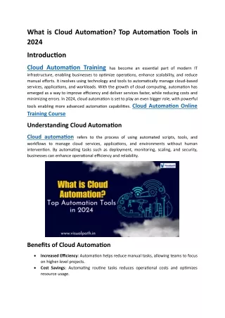 Cloud Automation Certification Online Training | Cloud Automation Training