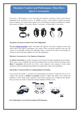 Maximize Comfort and Performance: Must-Have Quest 3 Accessories