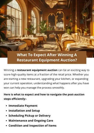 What To Expect After Winning A Restaurant Equipment Auction?