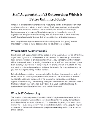 Staff Augmentation VS Outsourcing_ Which Is Better Unlimited Guide