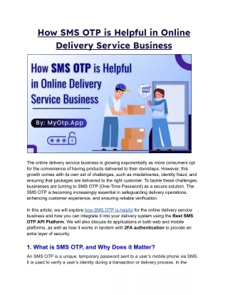 How SMS OTP is Helpful in Online Delivery Service Business